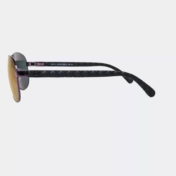 CHANEL CC Matelasse Sunglasses Eye Wear Metal Leather BK Purple main image 7